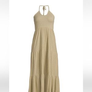 NWOT Nation LTD Kira DressSmocked Khaki Colored Halter Maxi